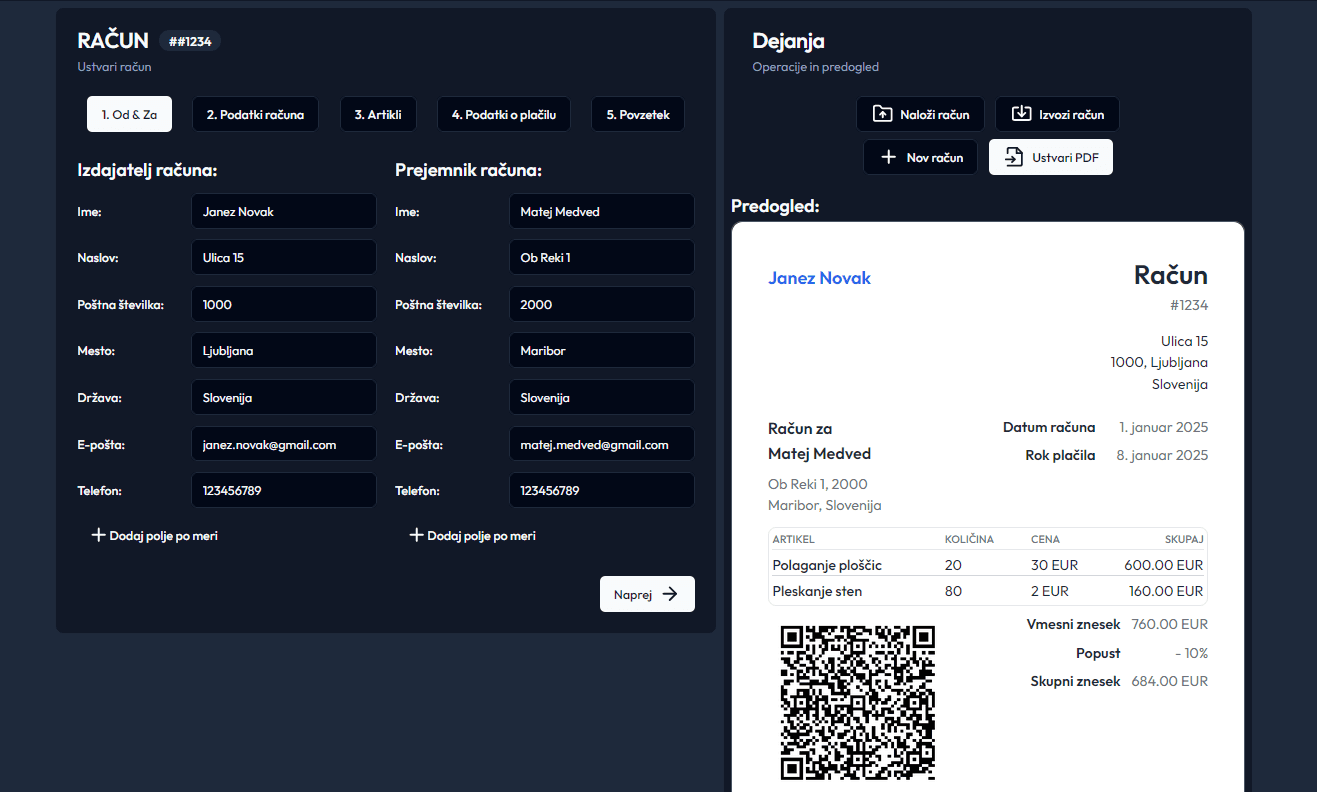 Demo generatorja računov